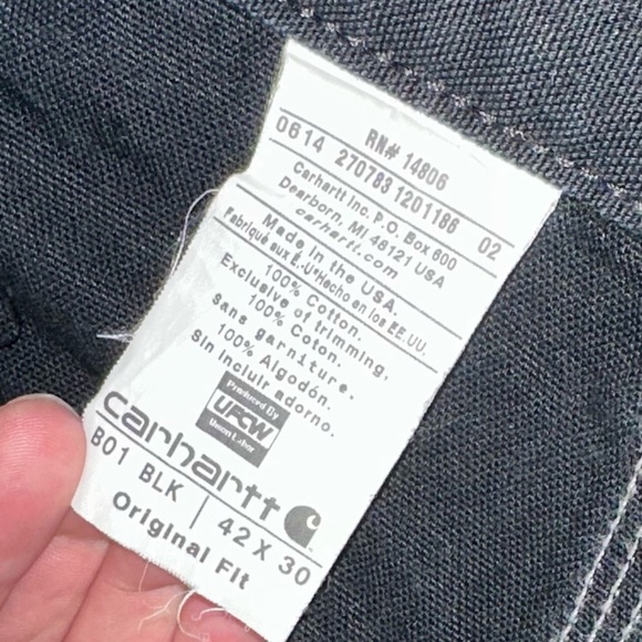Carhartt Double Knee Pants LOOSE FIT Black Men’s Size 42x30 - Picture 7 of 7